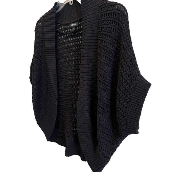 Apt. 9 Women's Y2K Black Open Knit Boho Fairy Cropped Bolero Sweater Size XL - Picture 4 of 10